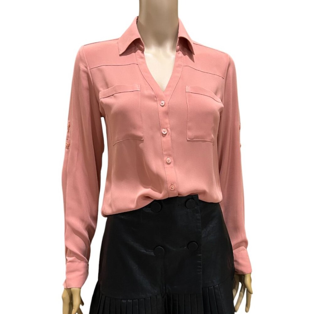 Express Women's Button Down Long Sleeve Collar Pockets Work Shirt XS NWOT 🦋